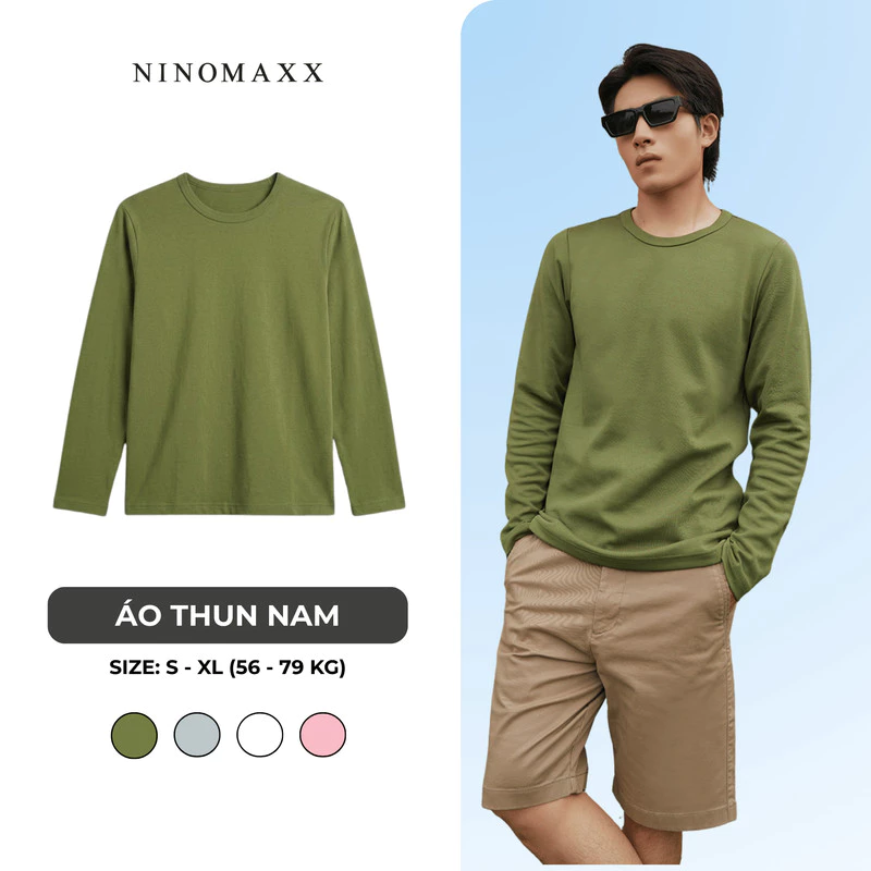 Áo Thun Nam Tay Dài Chất Cotton NINOMAXX 2510007