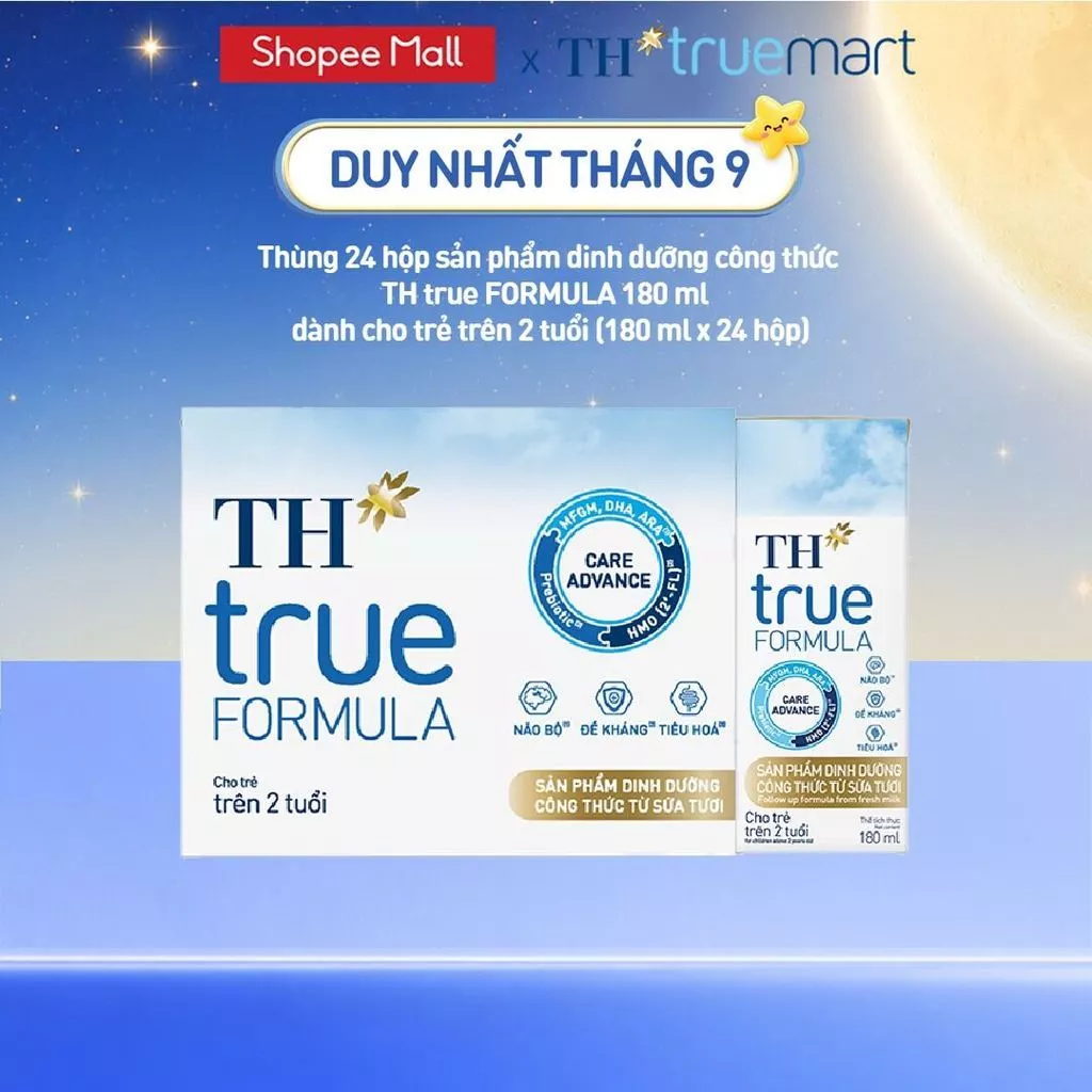 [LIVESTREAM KOL] Thùng 24 hộp sản phẩm dinh dưỡng công thức sữa tươi TH True Formula 180ml (180ml x 24)