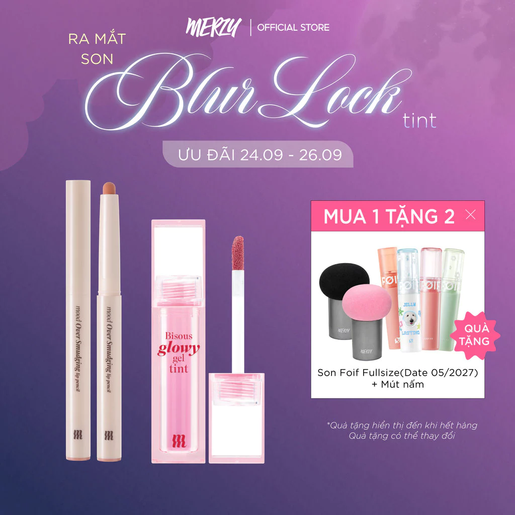 Combo Merzy Bisous Glowy Gel Tint/Merzy Mood Over Smudging Lip Pencil