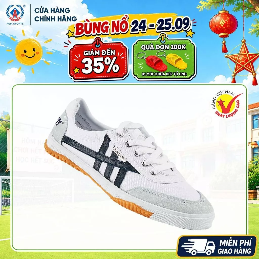 Giày Vải Thể Thao ASIA 3 Sọc CSH03 Chính Hãng - Giày Đi Học Chạy Bộ Đá Bóng Đa Năng - CSH03