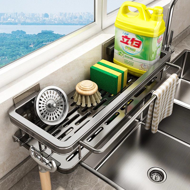 [Sản phẩm mới] Giá để đồ nhà bếp Giá để đồ không đục lỗ Giá đựng gia vị treo tường Giỏ đựng đồ gia dụng Dụng cụ tiện dụng bồn rửa