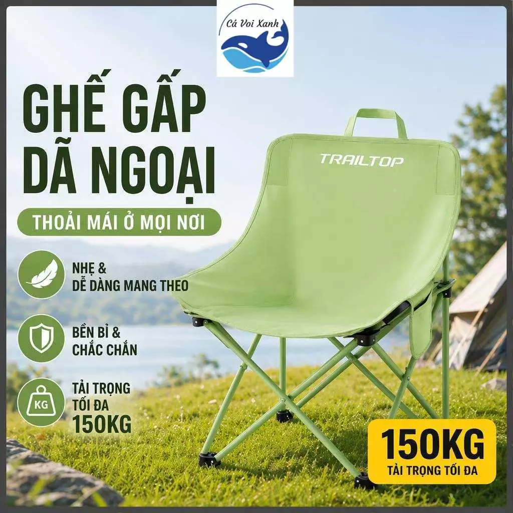 【COD】Blue Whale - Ghế Gấp Nhẹ Gọn 160kg - Ghế Mặt Trăng Camping Dã Ngoại Chịu Lực Cao Cấp Cho Đi Phượt Câu Cá