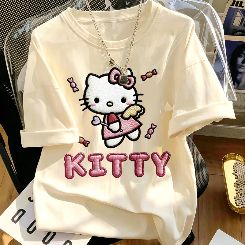 Áo thun nữ cổ tròn form rộng cotton thoáng mát in họa tiết thời trang basic mặc hàng ngày phối đồ dễ size S‑XXXL#0051