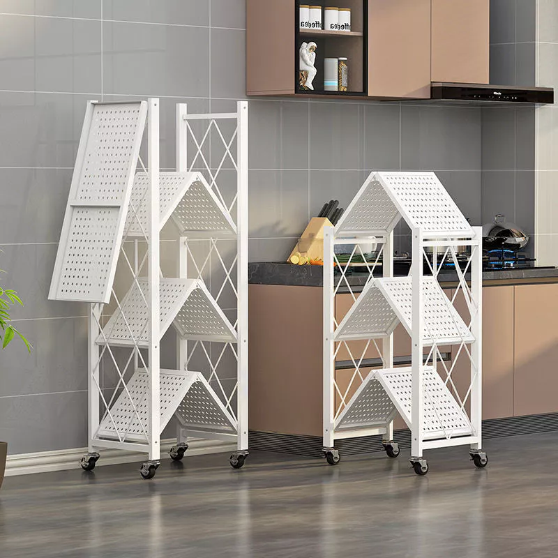 [Sản phẩm mới] Giá lưu trữ gấp không cần lắp đặt Nhà bếp Giá sắp xếp có thể tháo rời Lò vi sóng Giá lưu trữ lưu trữ nhiều lớp