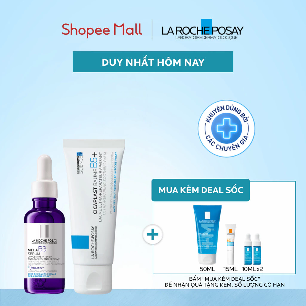Bộ đôi dưỡng sáng và phục hồi da La Roche-Posay Cicaplast Baume B5+