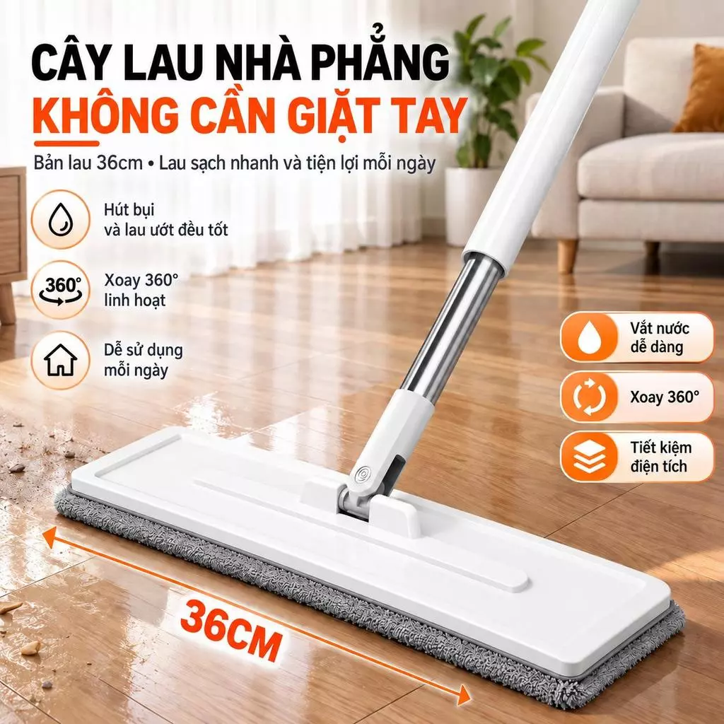 Cây Lau Sàn 360 Độ Xoay Góc, Lau Sạch Mọi Khe Hẹp, Gầm Giường, Gầm Sofa, Dụng Cụ Vệ Sinh Thông Minh
