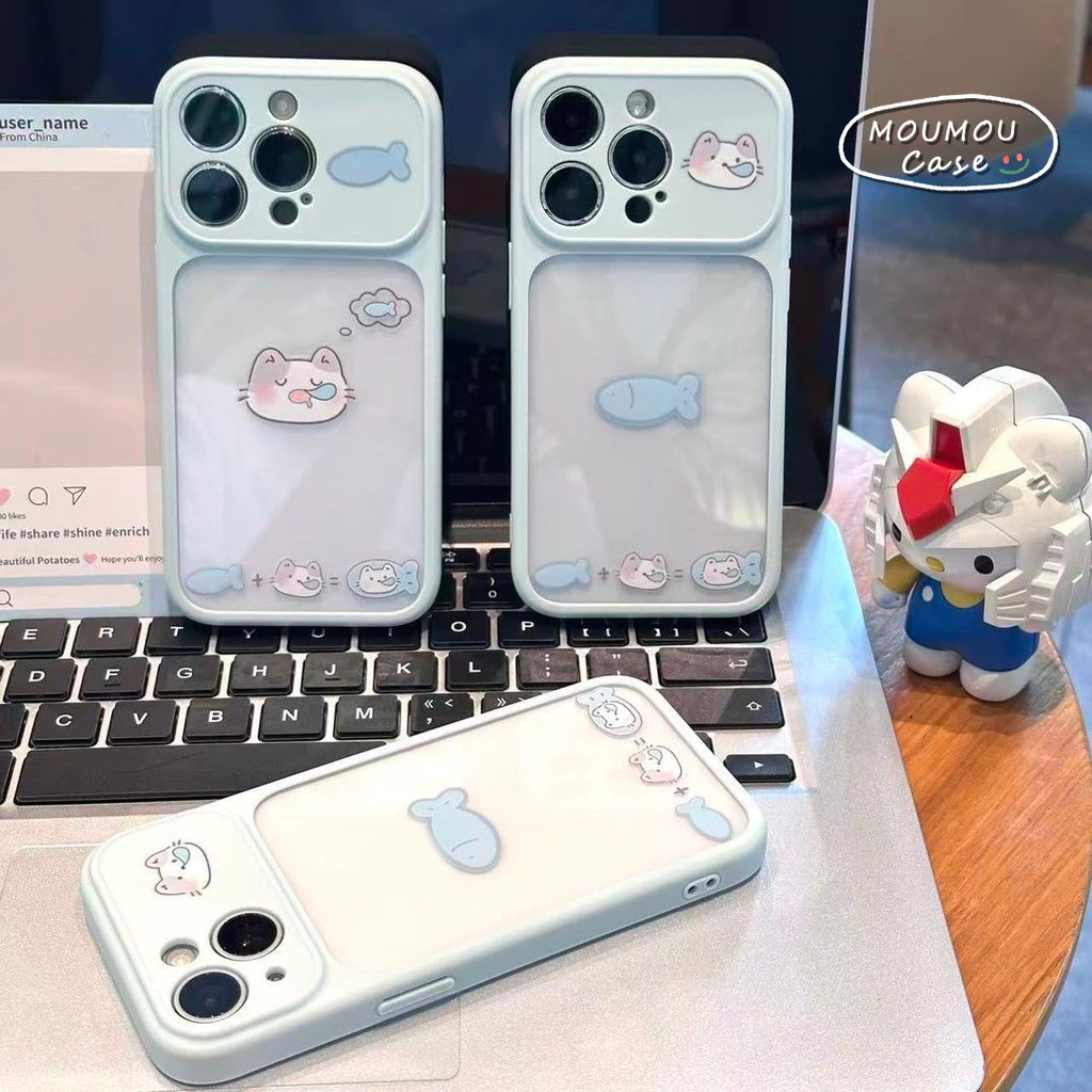 Ốp Lưng Cho IPhone Air 18 17 11 15 16 13 14 12 Pro Max 15 16 Plus Cặp Đôi Mèo Con Cá Hai Màu Đổi Ngay 17 Bìa Mềm