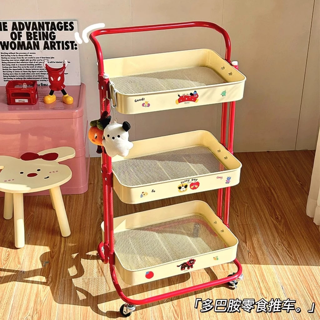 [Sản phẩm mới] Giá đỡ xe đẩy nhỏ Nhà bếp Phòng tắm nhiều lớp đứng trên sàn Di động Phòng ngủ đa chức năng Ký túc xá Giá lưu trữ đồ ăn nhẹ