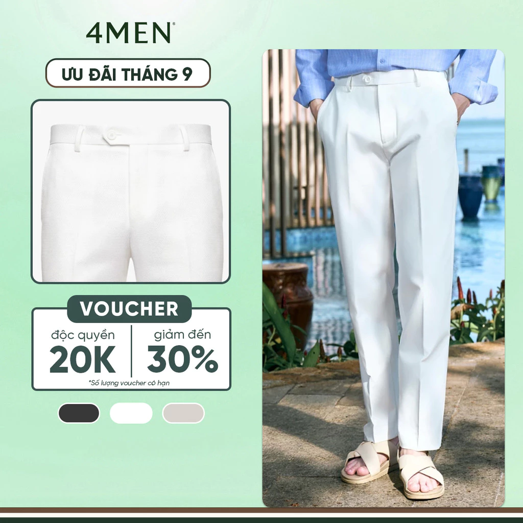 Quần Tây Trang Trí Dây 3 Sọc 4MEN Form Regular QT073 Thoáng Mát, Thanh Lịch