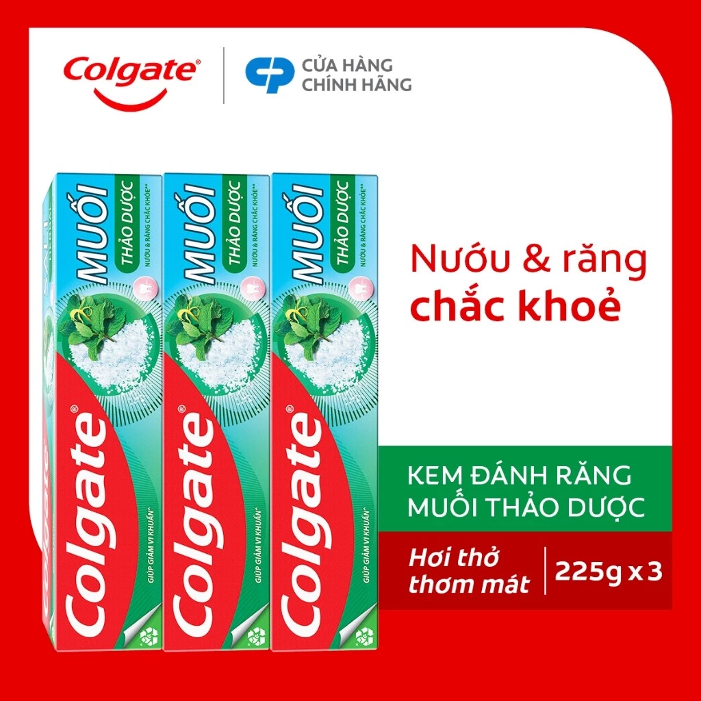 Bộ 3 Kem Đánh Răng Colgate Herbal Salt Muối Thảo Dược bảo vệ răng và nướu tối ưu 225g/tuýp