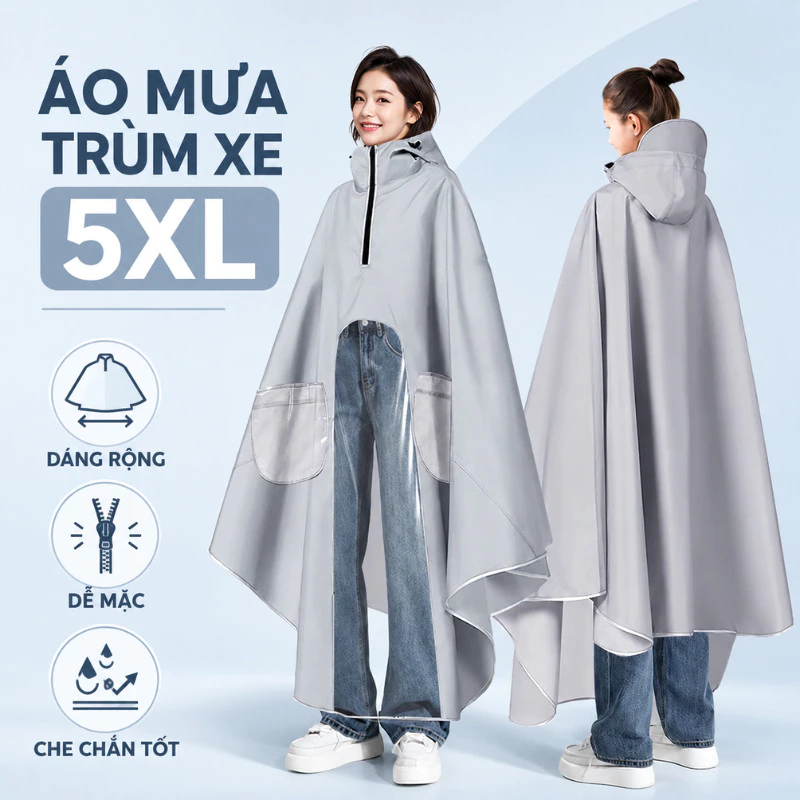 Áo Mưa Cánh Dơi TORO 5XL Dáng Rộng, Chất Liệu Chống Thấm Dáng Rộng Có Mũ, Đi Xe Máy Tiện Lợi