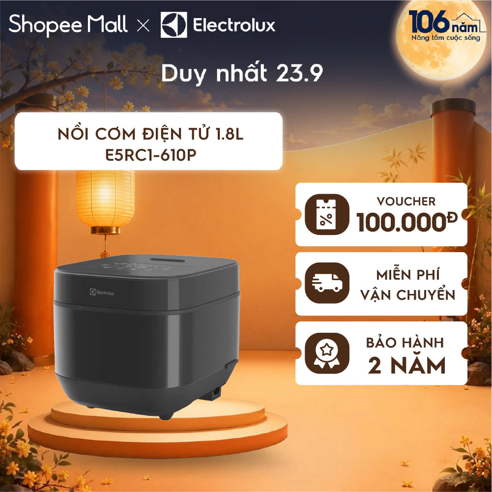 Nồi cơm điện tử Electrolux Series 500 1.8L E5RC1-610P - Bảo hành 2 năm, đa dạng chương trình nấu
