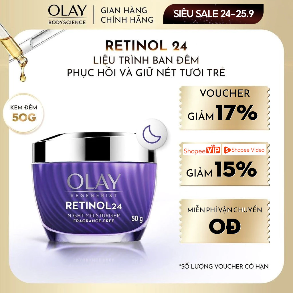 Kem Dưỡng OLAY Retinol 24 Ban Đêm Tái Tạo Da Chống Lão Hóa Toàn Diện 50g