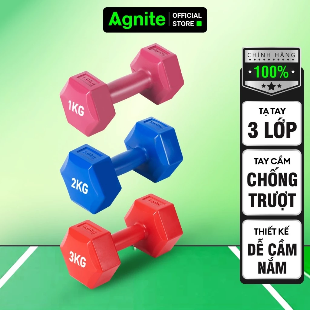[MUA 3 GIẢM 30%] Tạ Tay 1kg 2kg 3kg Chuyên Tập Gym Yoga Pilates Thể Dục Tại Nhà Lõi Cát Gang Bọc Nhựa Cao Cấp
