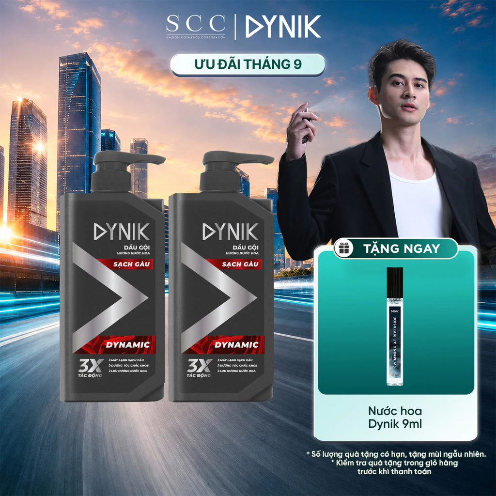 Combo 2 Dầu Gội Sạch Gàu Hương Nước Hoa Nam Dynik 650g - Công Thức 3X Hỗ Trợ Giảm Dầu Nhờn, Giúp Da Đầu Thông Thoáng
