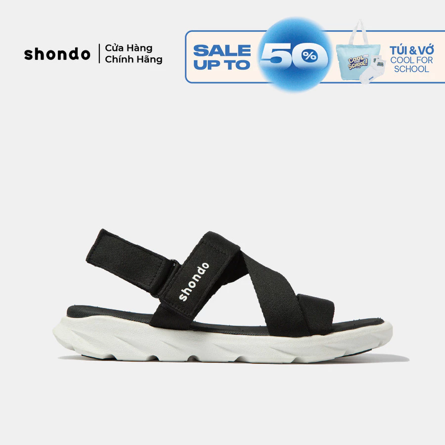 Giày Sandals SHONDO F6 Sport Thời Trang Êm Ái Năng Động Màu Đen Trắng F6S003