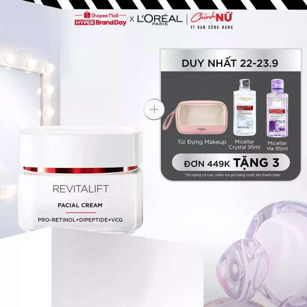 Kem dưỡng giúp làm mờ nếp nhăn và săn chắc da L'Oreal Paris Revitalift Facial Cream 50ml