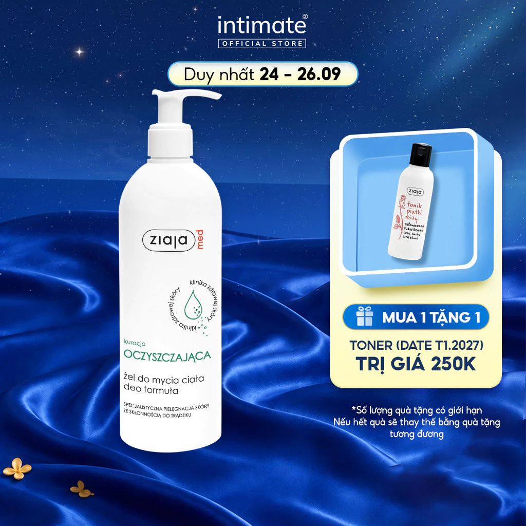 Gel Tắm Ngừa Khuẩn Ziaja Med Kuracja Oczyszczajaca ZIAJA Loại Bỏ Bụi Bẩn, Thông Thoáng Lỗ Chân Lông 400ml