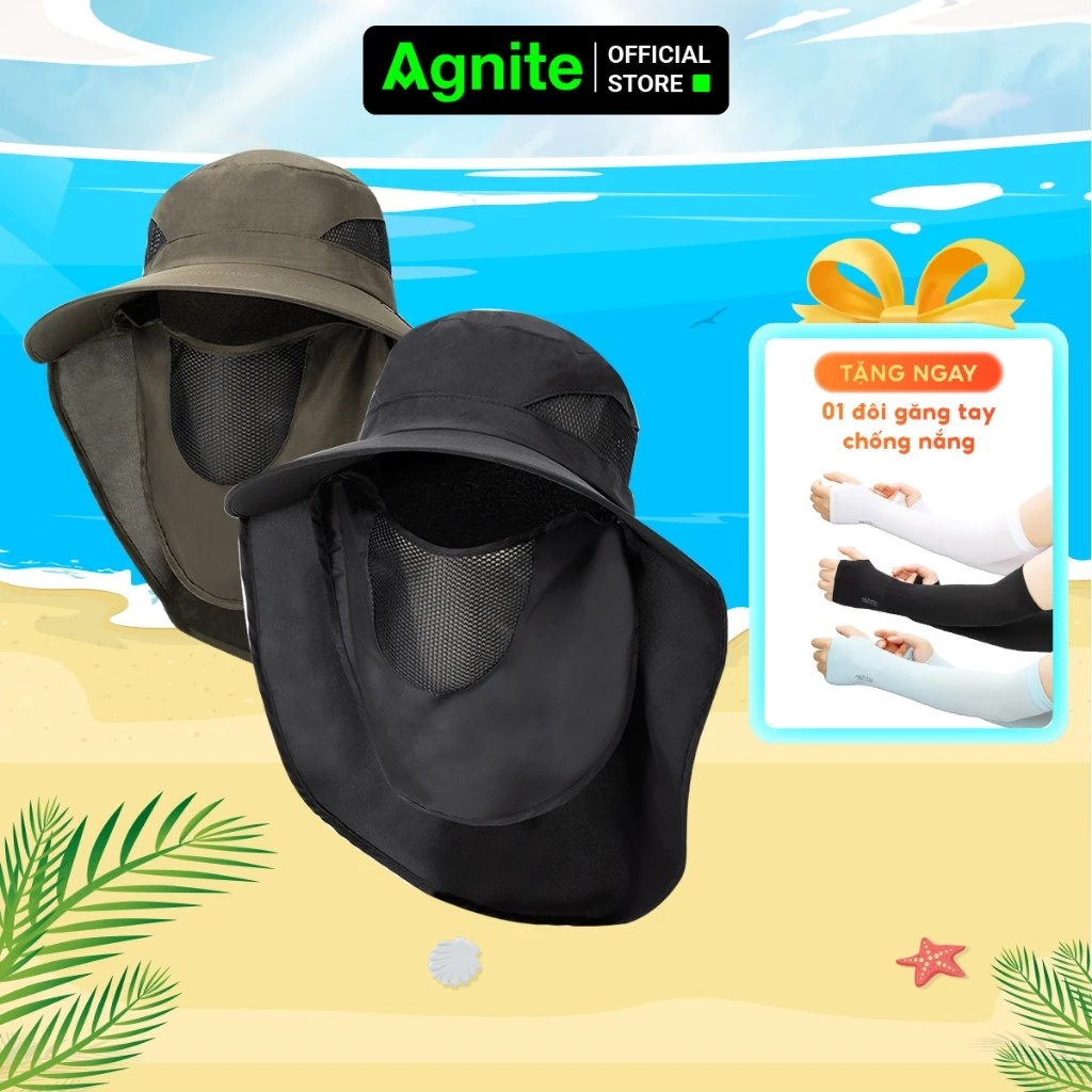 Mũ Chống Nắng AGNITE UPF 50+ Chống Tia UVA/UVB Thiết Kế Lưới Thoáng Mát Tháo Rời Dùng Khi Đi Bộ Xuyên Rừng Làm Vườn