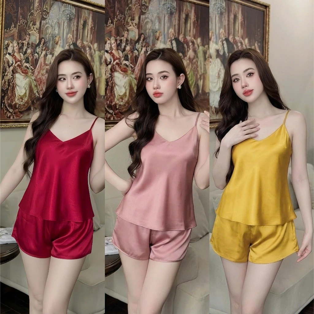 Bộ Đồ Ngủ Mặc Nhà Lụa AMANTA Hai Dây AMTS02