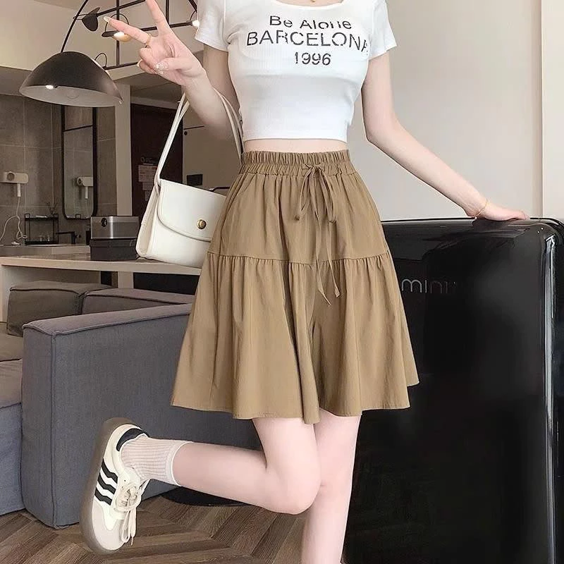 Quần Đùi Giả Váy Xếp ly Cạp Chun Phối Dây Nơ Buộc Sang Chảnh WSH64