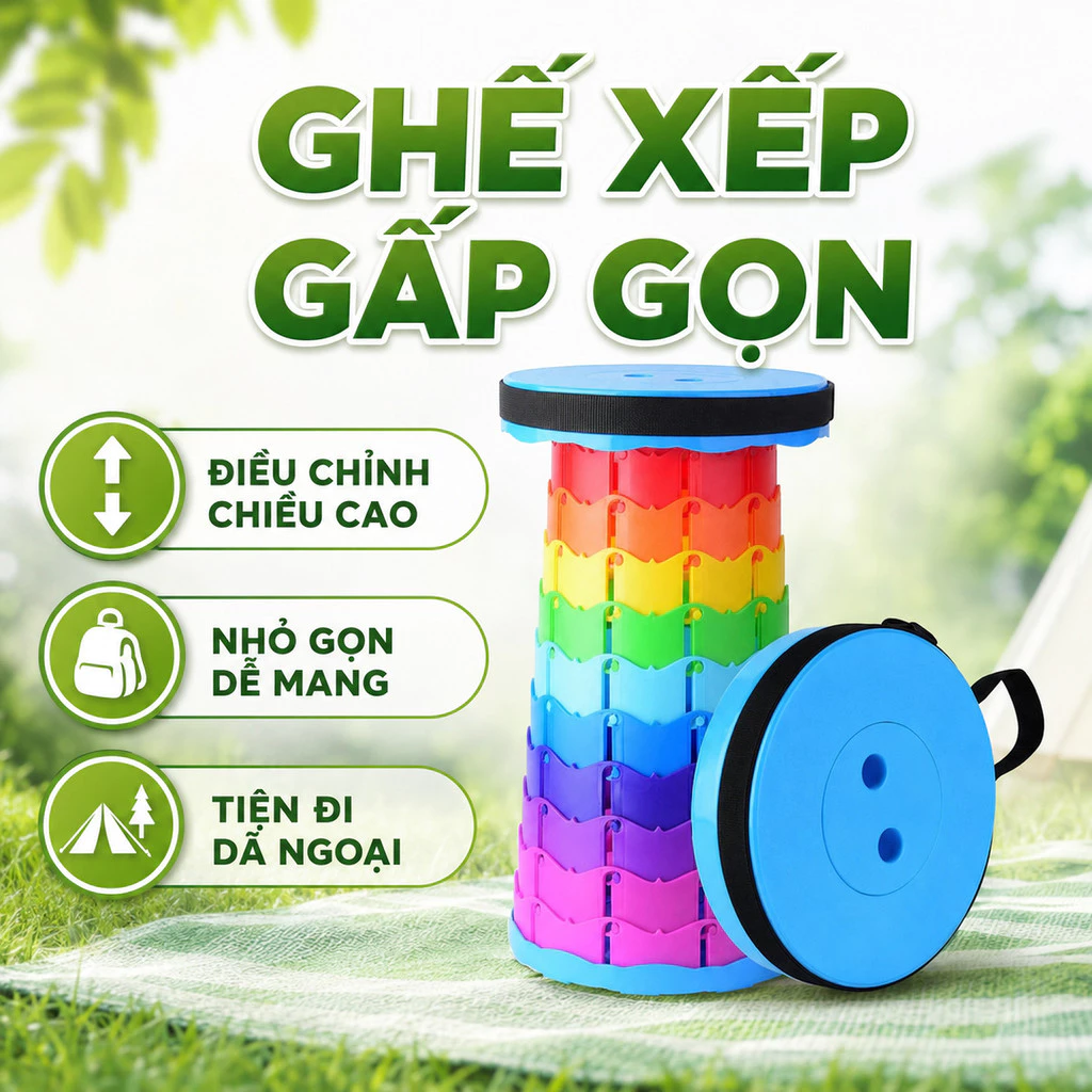 Ghế Xếp Gấp Gọn Di Động Có Thể Điều Chỉnh Gấp Gọn Tiện Lợi, Phù Hợp Mang Đi Ra Ngoài, Dã Ngoại ..