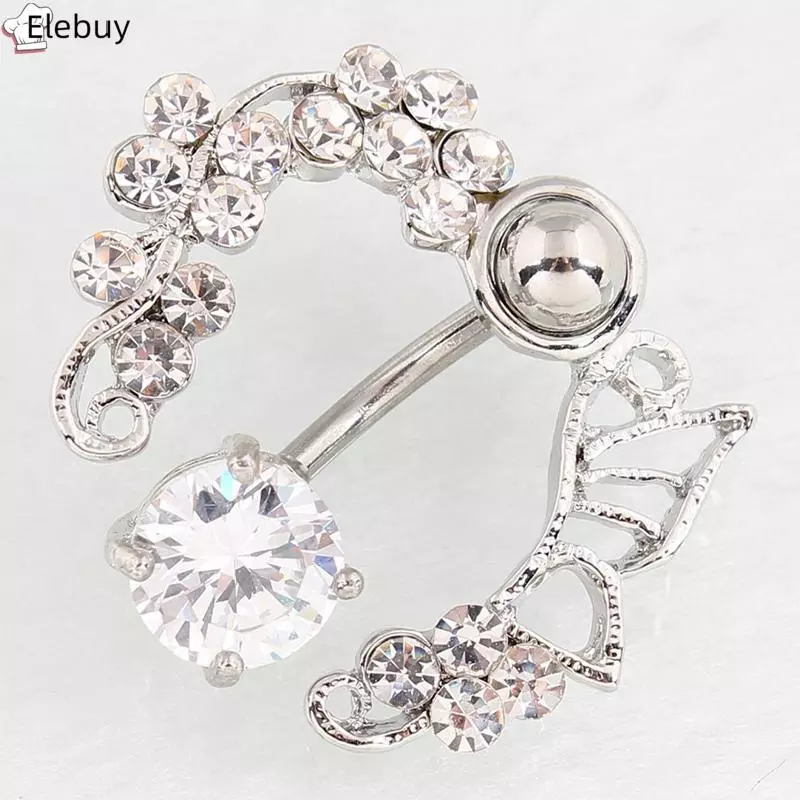 [Ele-T] Đá Pha Lê Rỗng Bướm Bụng Nút Nhẫn Thời Trang Rốn Móng Tay Cho Nữ Thép Không Gỉ Gợi Cảm Body Piercing Trang Sức