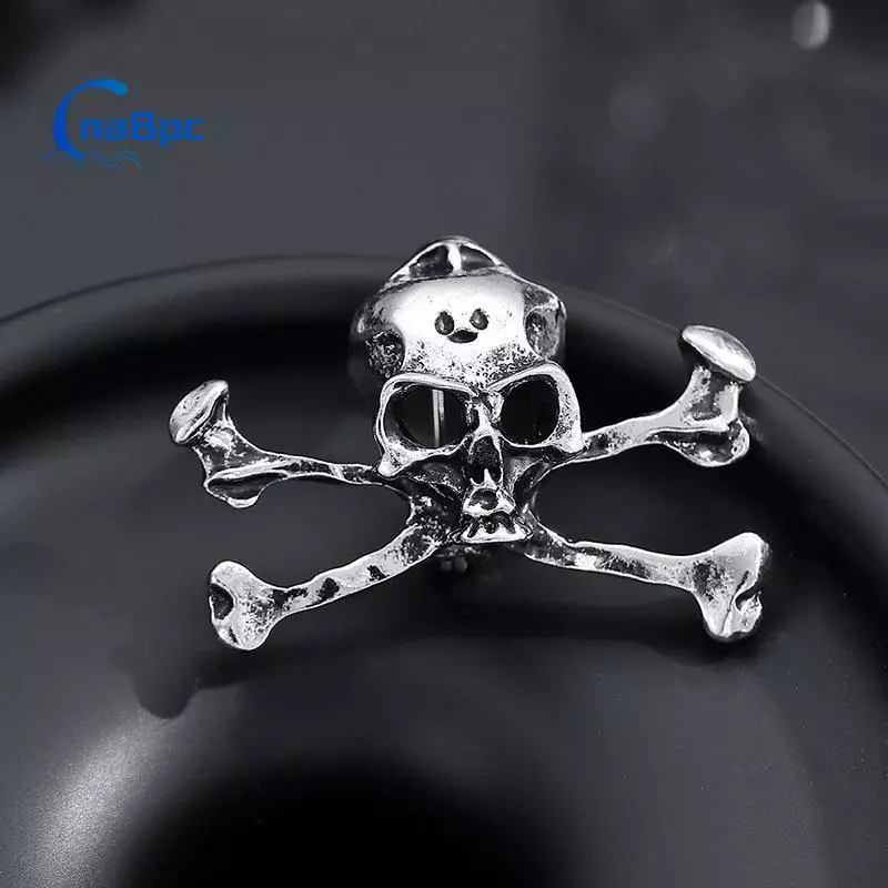 < CnaBpc > Đầu Lâu Crossbones Men Ve Áo Punk Trâm Chống Trầy Xước Pin Trang Trí Cho Jaet Hat Bapa Trang Phục Hàng Ngày Mới