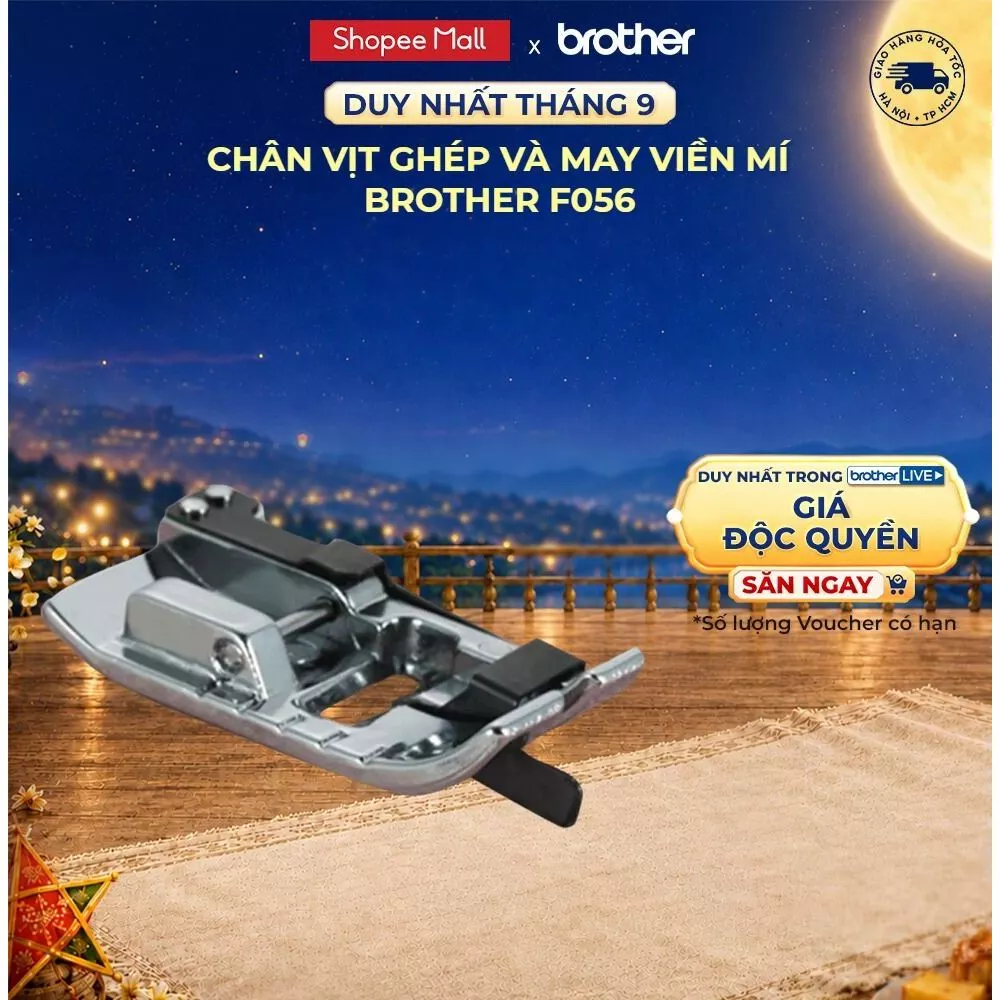 Chân vịt ghép và may viền mí Brother F056