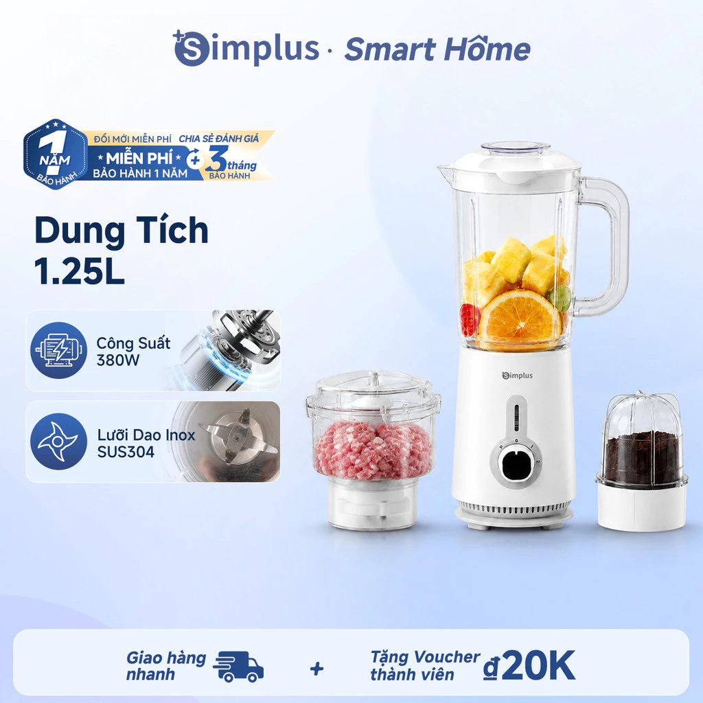 Simplus Máy xay trái cây đa năng Nhấn Là Xay Ngay Nước ép sữa lắc Thức ăn bổ sung 600ML/1250ML LLJH004/5