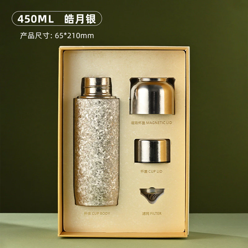 [Sản phẩm mới] Cốc giữ nhiệt titan nguyên chất Cốc nước titan hai lớp Nắp từ tính Cốc trà Tew Quà tặng titan Hộp quà tách nước trà