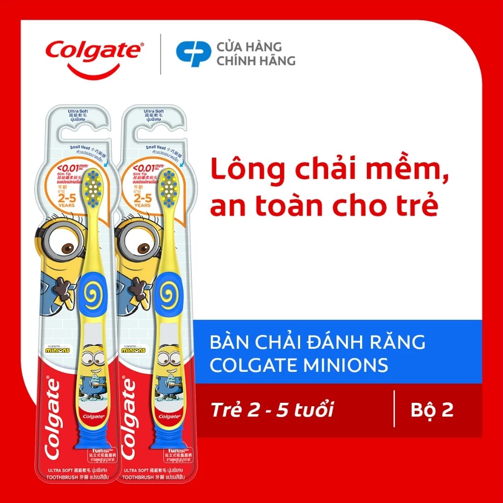Bộ 2 bàn chải Colgate cho bé từ 2-5 tuổi hình ảnh Minion vui nhộn