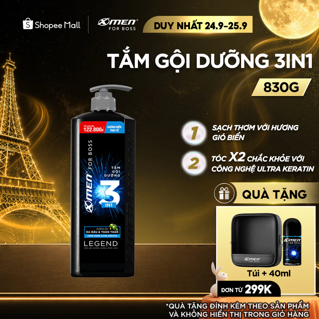 Tắm-gội-dưỡng 3in1 X-Men for Boss hương gió biển thanh mát Legend 830g