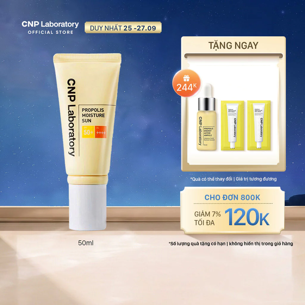 [CNP Laboratory Official] Kem chống nắng keo ong cấp ẩm cho da hỗn hợp thiên khô CNP Propolis Moisture Sun 50ml