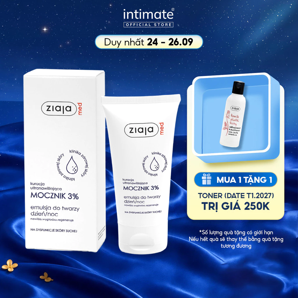 (LS) Nhũ Tương Làm Mềm Da 3% Urê Ziaja Med Giúp Dưỡng Ẩm, Giảm Khô, Thô Ráp Và Nứt Nẻ Da 50ml