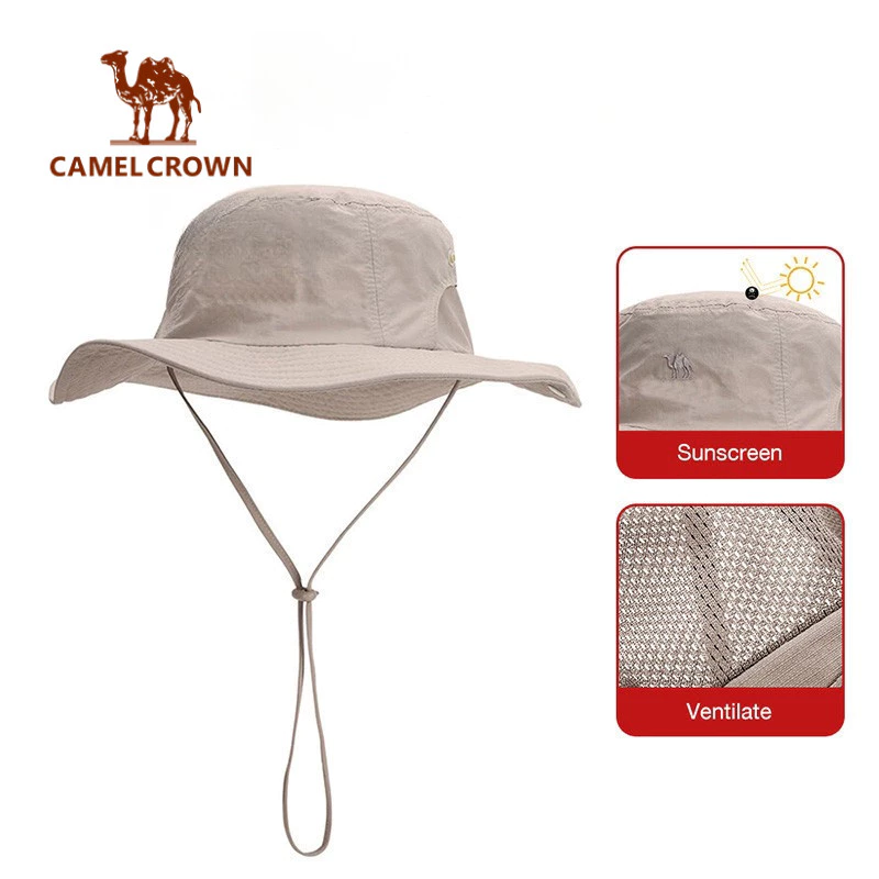 CAMEL CROWN SPORTS Lạc đà thể thao ngư dân mũ đầu lớn chu vi đi bộ đường dài ngoài trời mũ cắm trại mặt trời nữ mùa hè bên bờ biển che nắng