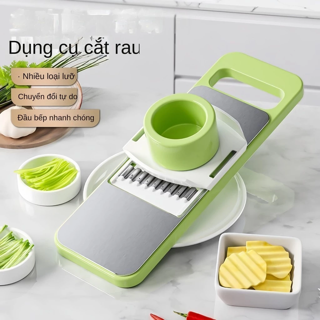 Dụng Cụ Cắt Rau Đa Năng 5 Lưỡi Thép Không Gỉ Máy Bào Sợi Potatoes Cà Rốt Kèm Bảo Vệ Tay An Toàn ✨Chiosala30.vn✨