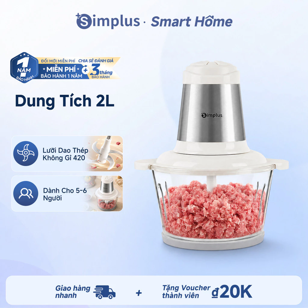 Máy Xay Thịt Simplus 2L Nhỏ Đa Năng Hoàn Toàn Tự Động Bằng Thép Không Gỉ Băm Rau Và Thịt Máy Nấu Ăn Tại Nhà DDJR003