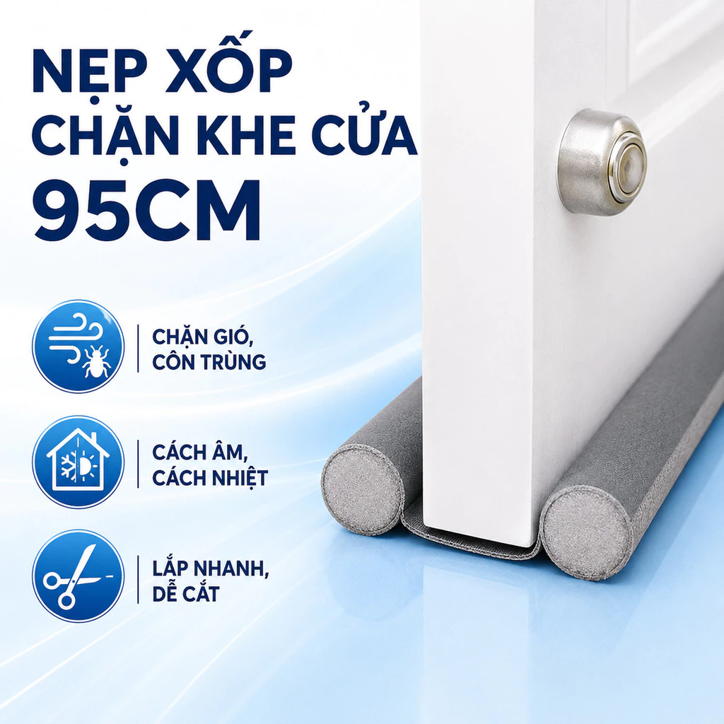 Nẹp Mút Xốp Chặn Đáy Cửa 95cm, Chặn Gió Lùa, Bụi Và Côn Trùng