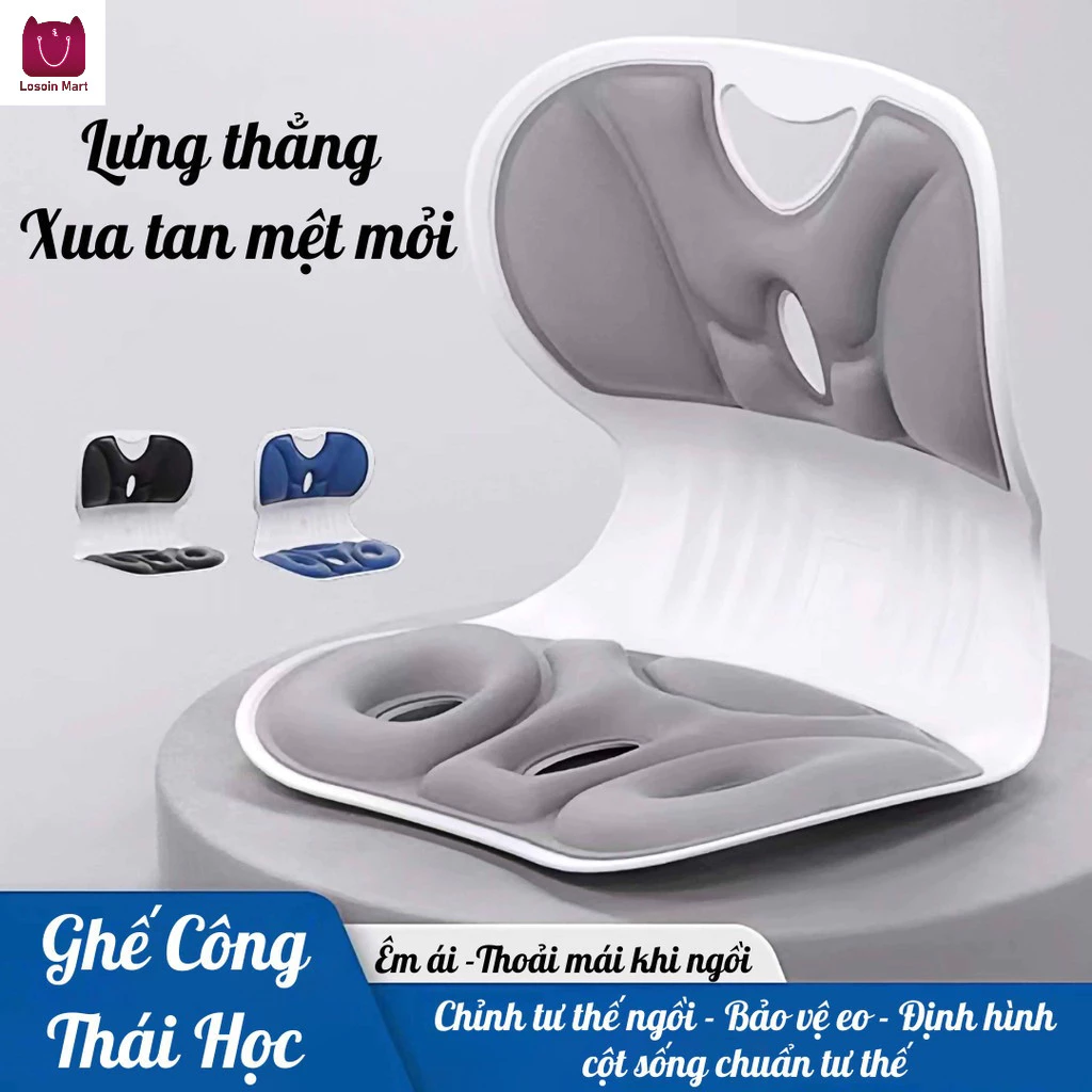 Đệm đỡ lưng, tựa lưng văn phòng, giúp giảm đau lưng do ngồi lâu, thiết kế công thái học.