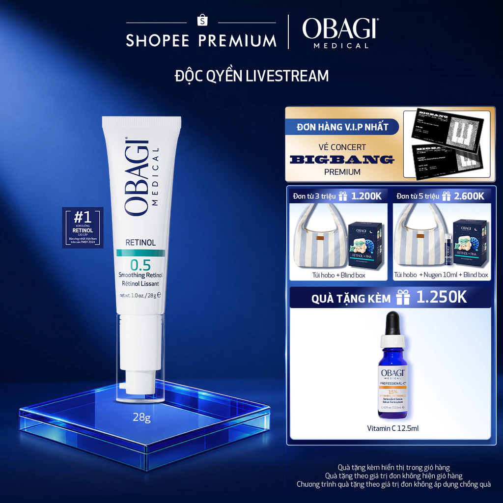 [ĐỘC QUYỀN LIVESTREAM] Kem Dưỡng Làm Mờ Nếp Nhăn & Làm Đều Màu Da Obagi Retinol 0.5 (28g)
