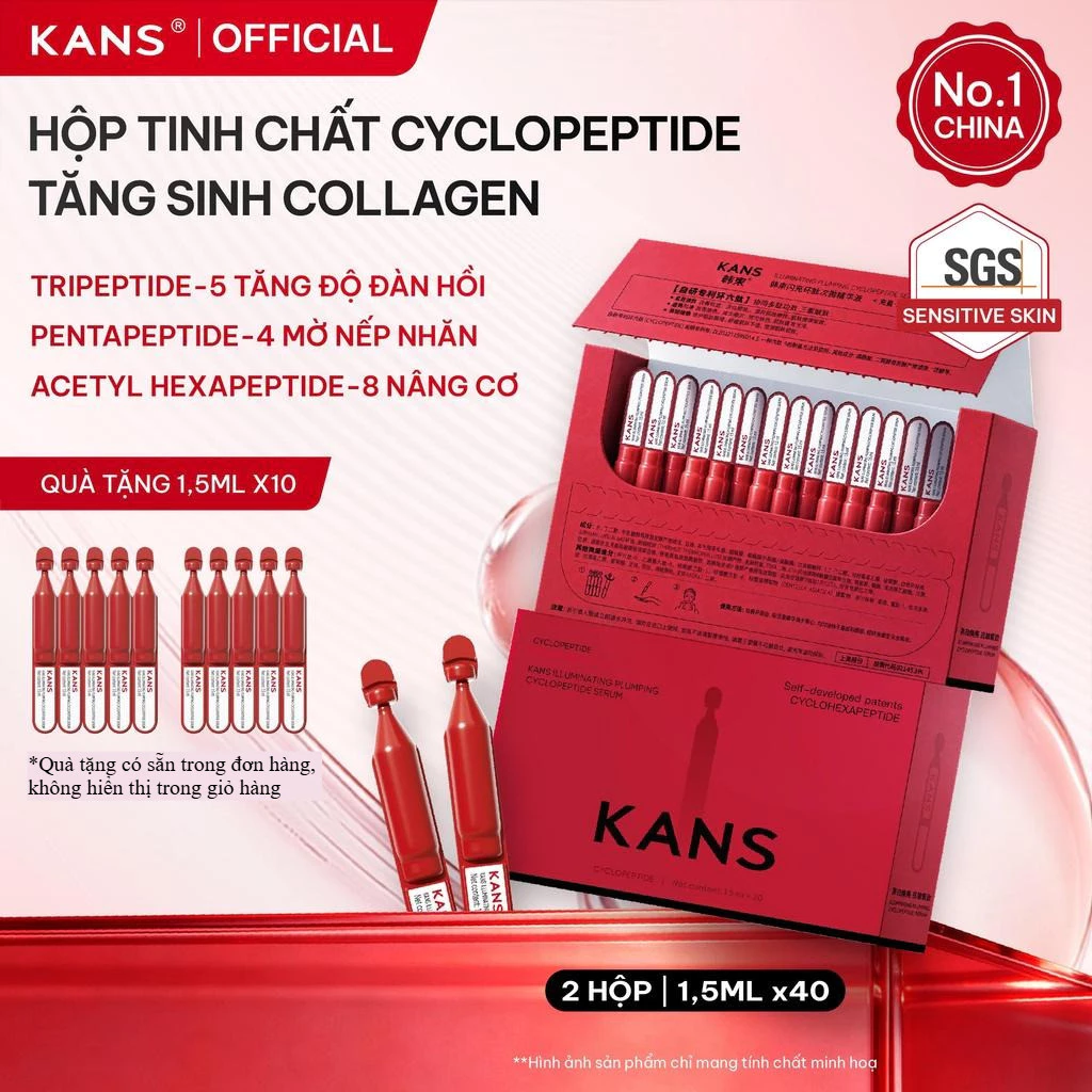 [MỚI] KANS Hộp Tinh Chất Cyclopeptide Hỗ Trợ Phục Hồi Hàng Rào Bảo Vệ Da, Cấp Ẩm Đa Chiều Giúp Da Căng Mịn 1.5ml*20 ống