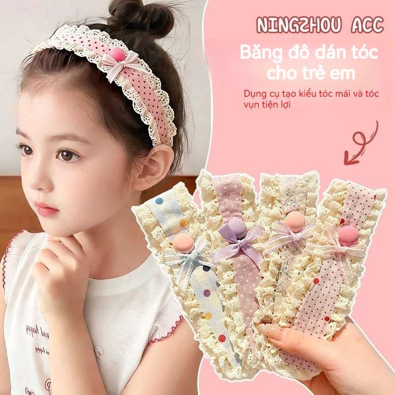Miếng Dán Tóc Mái Cho Bé Gái Họa Tiết Đính Charm Nơ Xinh Xắn