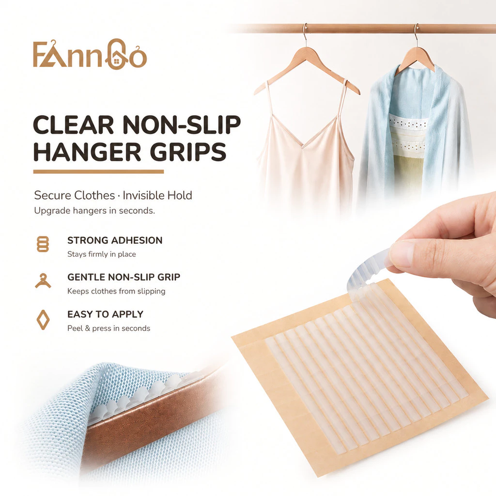 Dây đeo vai chống trượt bằng silicon FannGo giúp giữ quần áo không bị trượt, có sẵn gói 20/100 chiếc, kích thước 3.6x 0.28inch cm, bảo vệ quần áo khỏi bị trượt, phù hợp với nhiều l