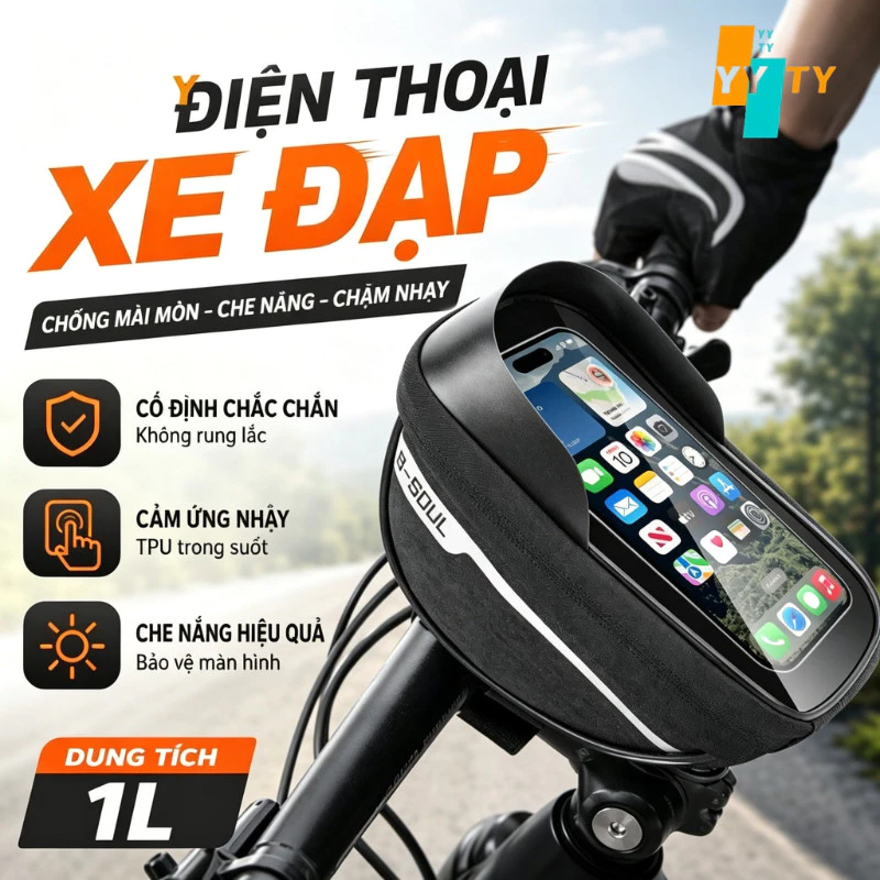 Túi Đựng Điện Thoại Gắn Trước Xe Đạp Lưu Trữ Khi Đi Xe Chống Nắng Túi Cảm Ứng TPU