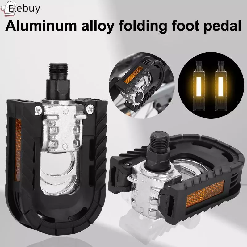 [Ele-T] Bàn đạp xe đạp gấp cho xe đạp Ebike có dải phản quang Bàn đạp phẳng rộng, Bàn đạp xe đạp đô thị bằng nhôm
