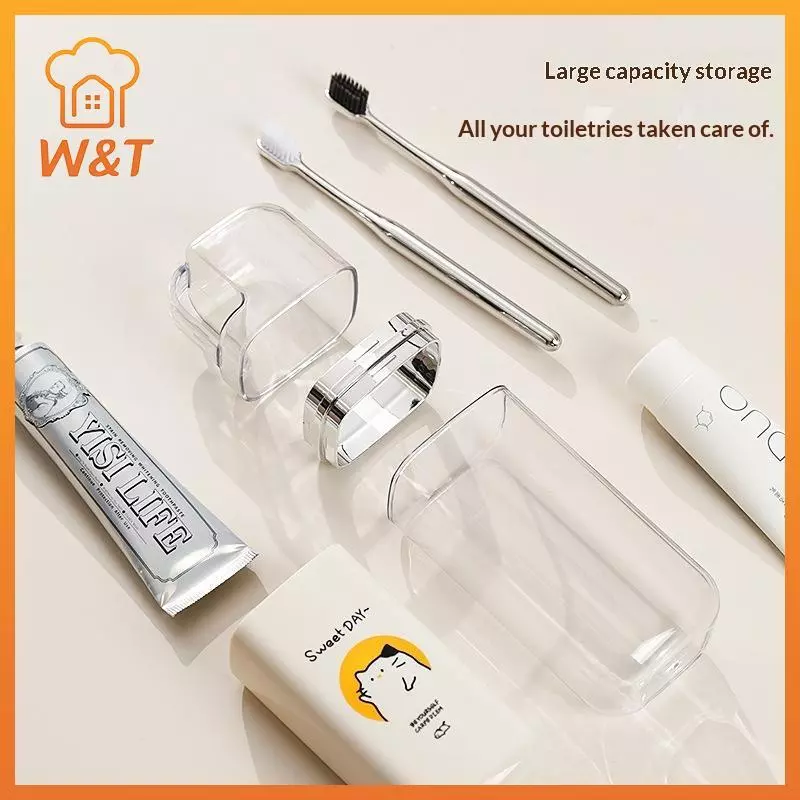 [W & T] Cốc rửa du lịch di động 3 trong 1 Ngăn có thể tháo rời chống rò rỉ cho chuyến đi công tác Kỳ nghỉ ngắn Mới