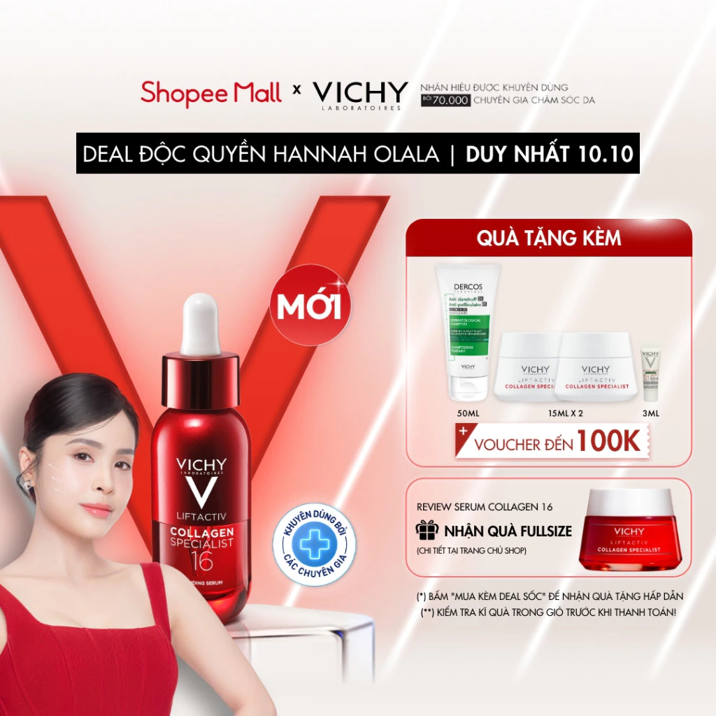 Serum VICHY COLLAGEN 16 giúp da trông săn chắc, cải thiện 16/16 dấu hiệu lão hóa 30ml