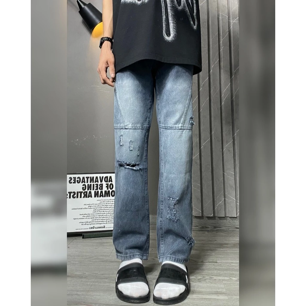 SMOKE GRAY V2 Quần Jean Nam Dáng Baggy Ống Suông Wash Xám Chuột Màu Level Shop Chất Vải Dày Dặn