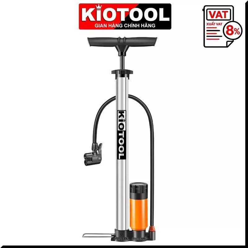 Bơm Xe Đạp Xe Máy Kiotool Inox – Đầu Bơm Thông Minh, Kèm Bơm Bóng, Đồng Hồ 160 PSI